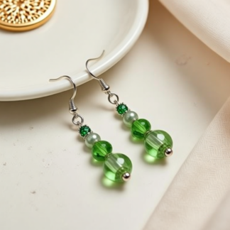 Lightweight Green Beaded Dangle Earrings