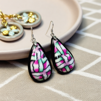Lightweight Polymer Clay Earrings with Herringbone Pattern