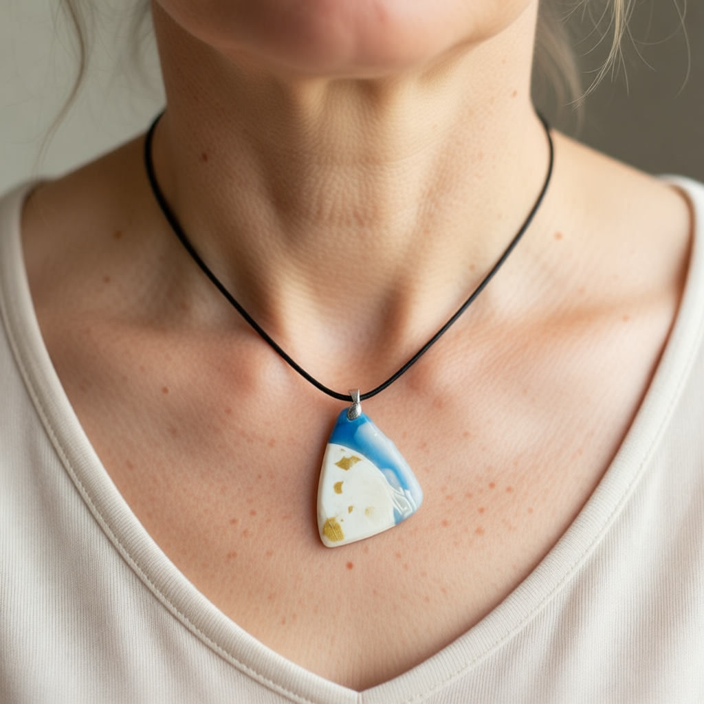 Polymer Clay Pendant – Textured Sand