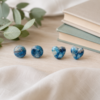 Understated Elegance: Blue Shimmer Polymer Clay Stud Earrings 2-Pack