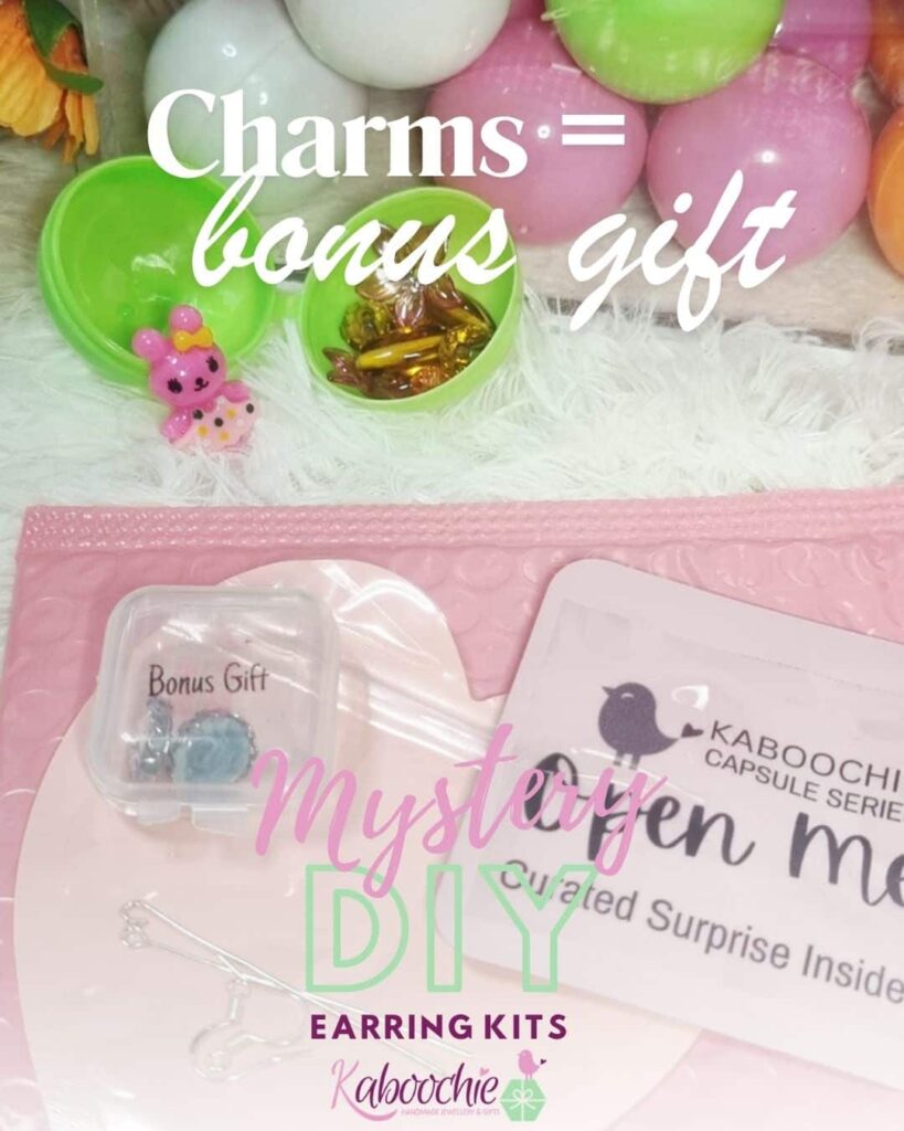 Kaboochie Mystery DIY Earring Kit, Curated Bead Capsule Surprise + Lucky Bonus Gift 7
