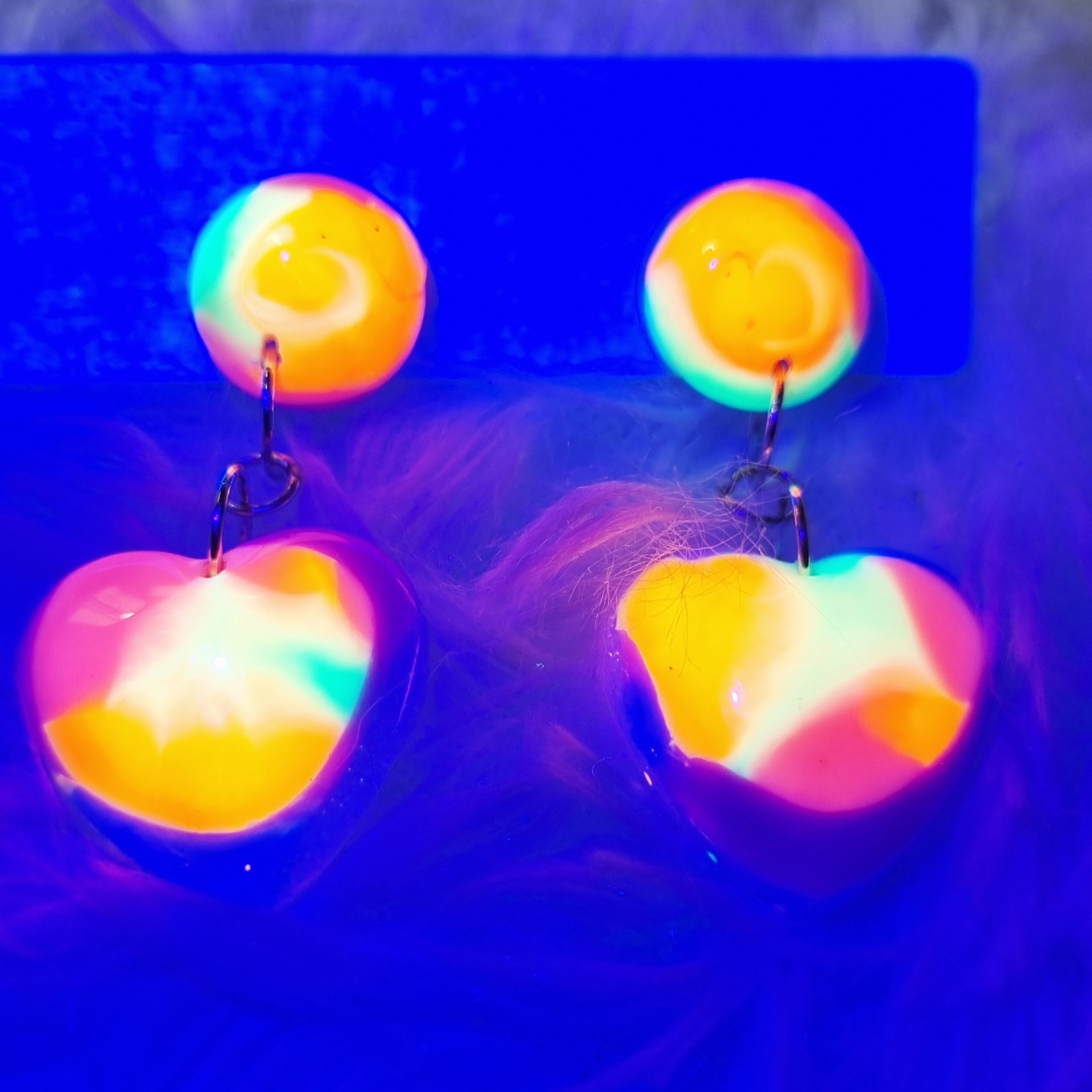 Neon Candy Heart Resin Earrings Beaded Earrings Heart Neon Candy Heart Resin Earrings 2