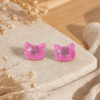 Neon Glow Cat Head Stud Earrings