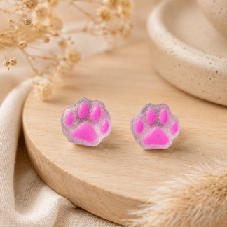 Neon Glow Cat Paw Stud Earrings