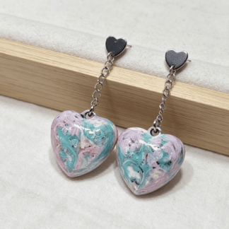 Candy Swirl Heart Earrings – Hand Painted