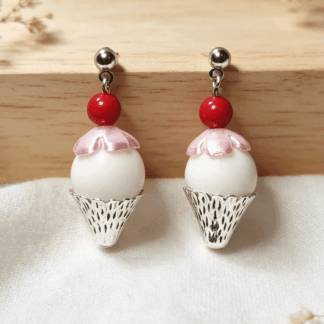Cherry Blossom Ice Cream Cone Earrings