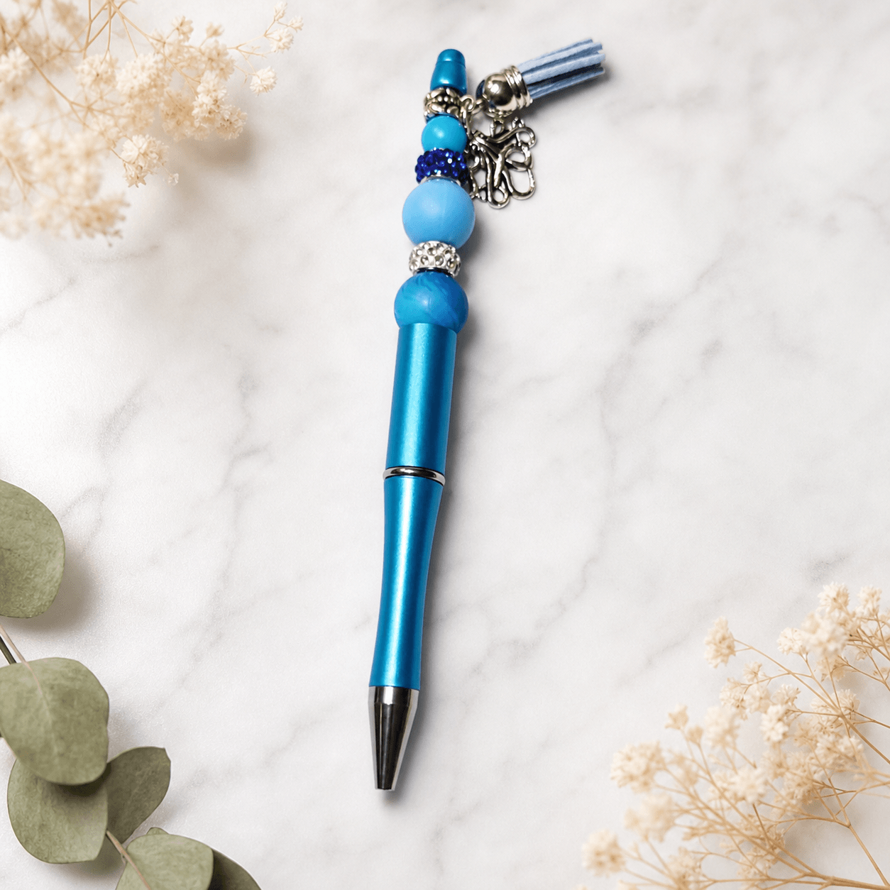 Custom Beaded Decorated Pen with Tassel and Octopus Charm
