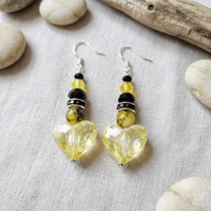 Golden Heart Bead Earrings