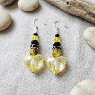 Golden Heart Bead Earrings