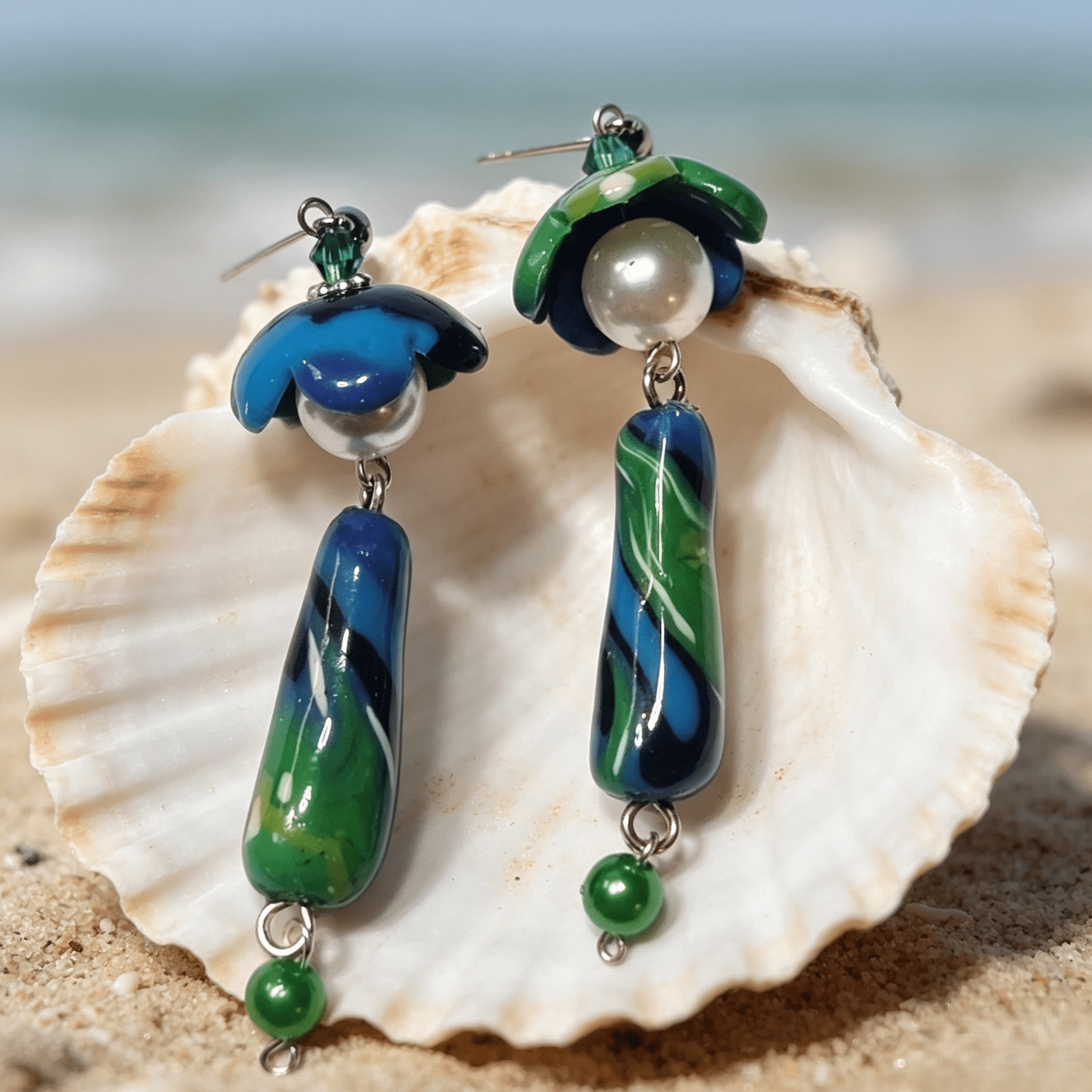 Handmade Polymer Clay Jellyfish Earrings – Dart Frog Pattern
