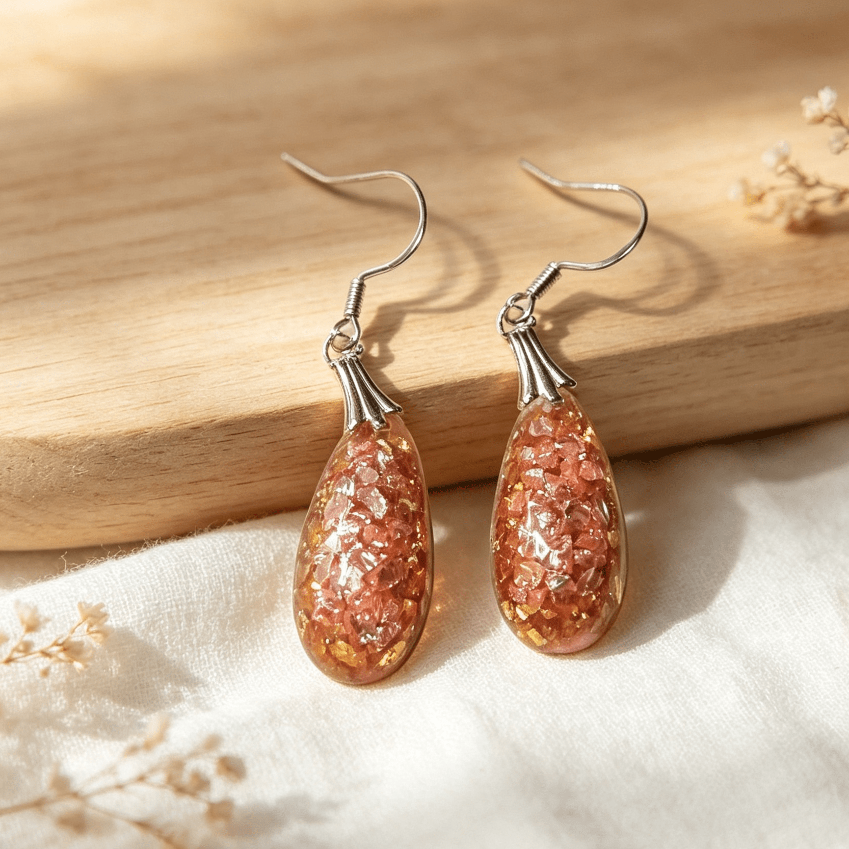 Handmade Resin Crushed Glass Earrings