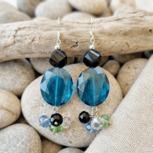 Heart of the Ocean Jewel Cluster Earrings – blue/green