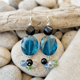 Heart of the Ocean Jewel Cluster Earrings – blue/green