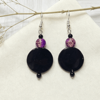 Mystic Glow Disc Earrings Purple & Gold