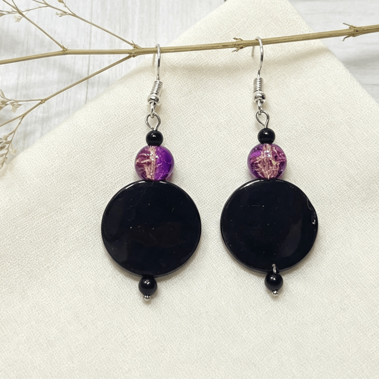 Mystic Glow Disc Earrings Purple & Gold