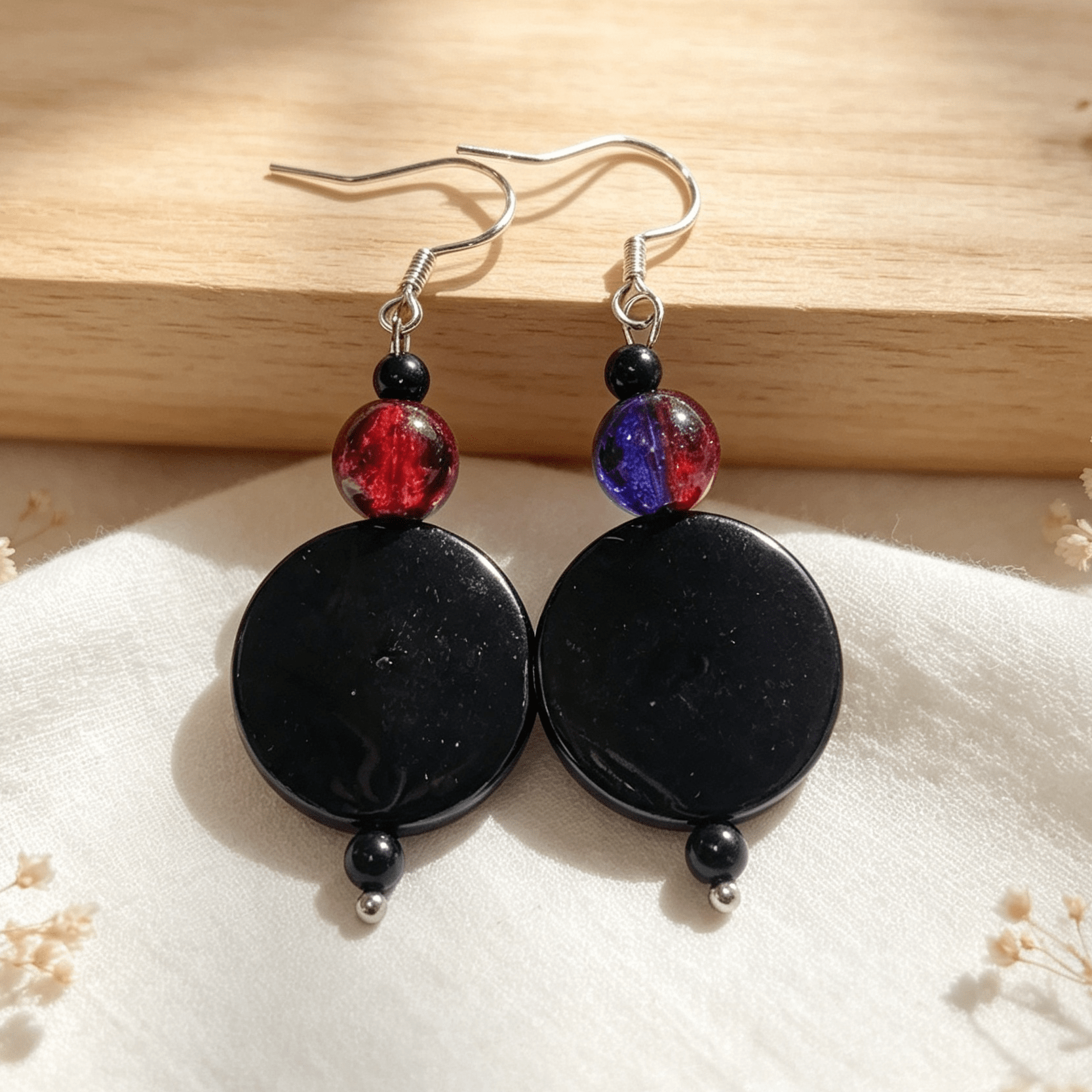 Mystic Glow Disc Earrings Red & Blue