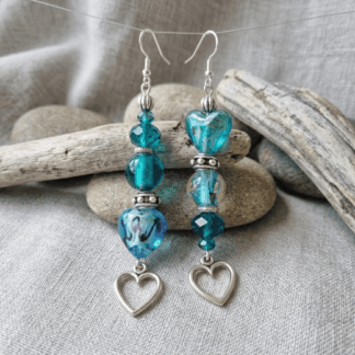 Ocean Heart Charm Earrings