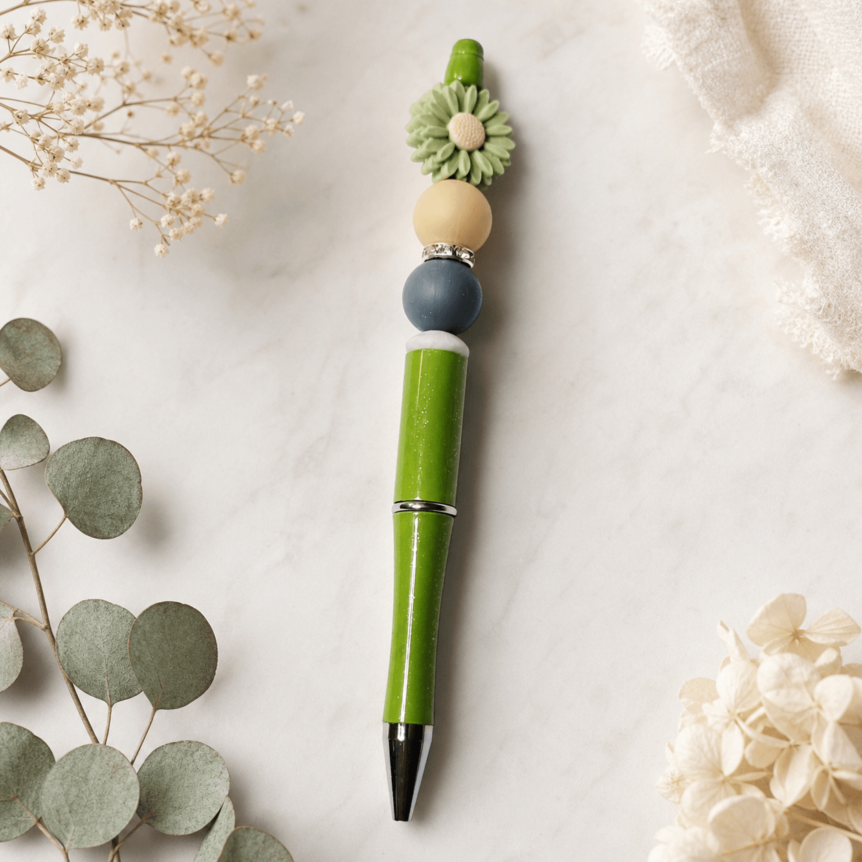 Custom Beaded Decorated Pen sunflower