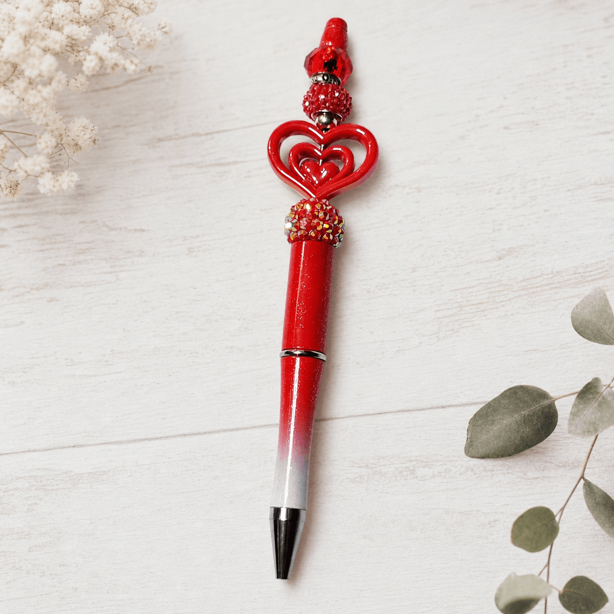 Custom Beaded Decorated Pen Heart