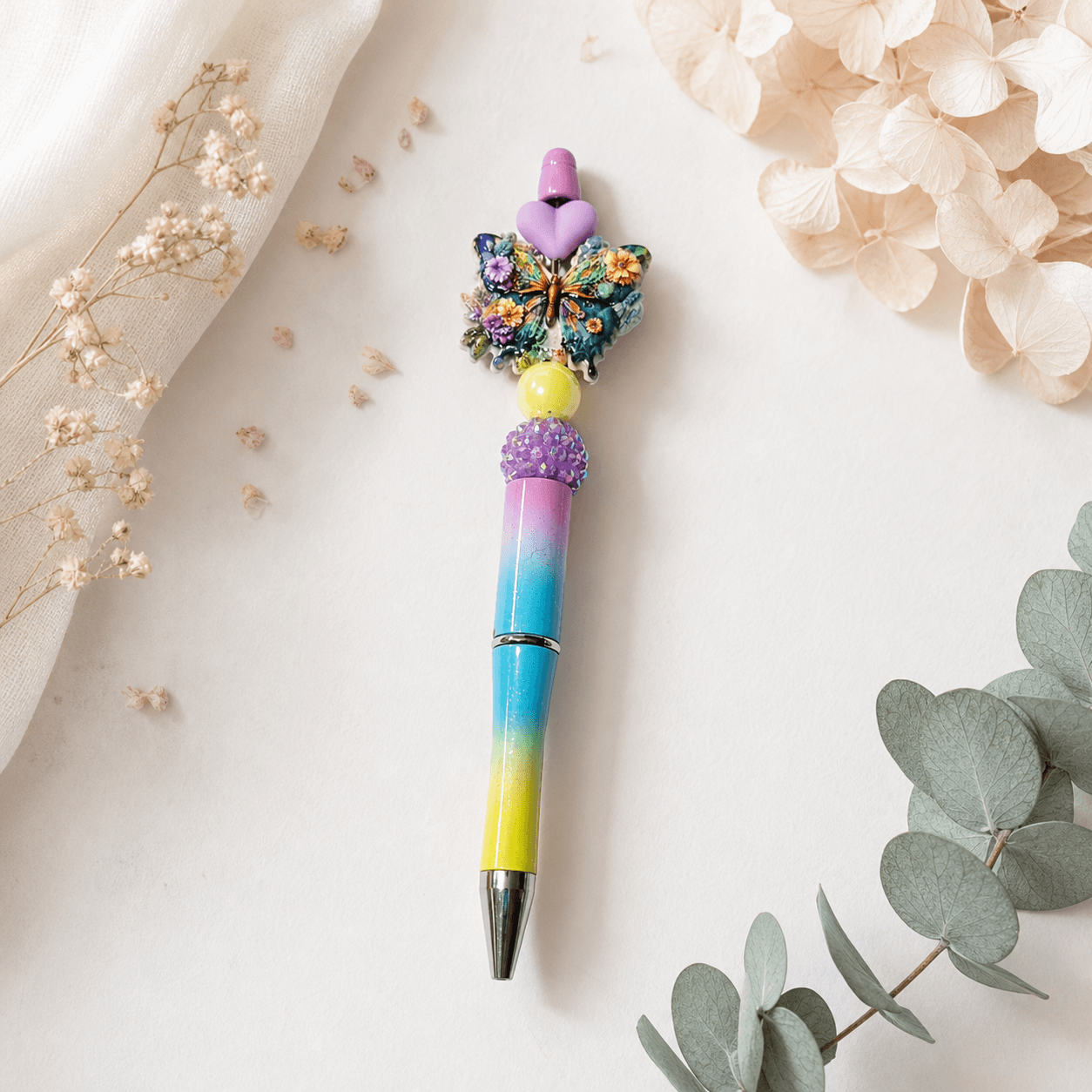 Custom Beaded Decorated Pen Butterfly