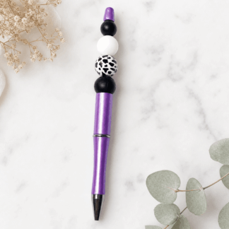 Custom Beaded Decorated Pen Cow Print