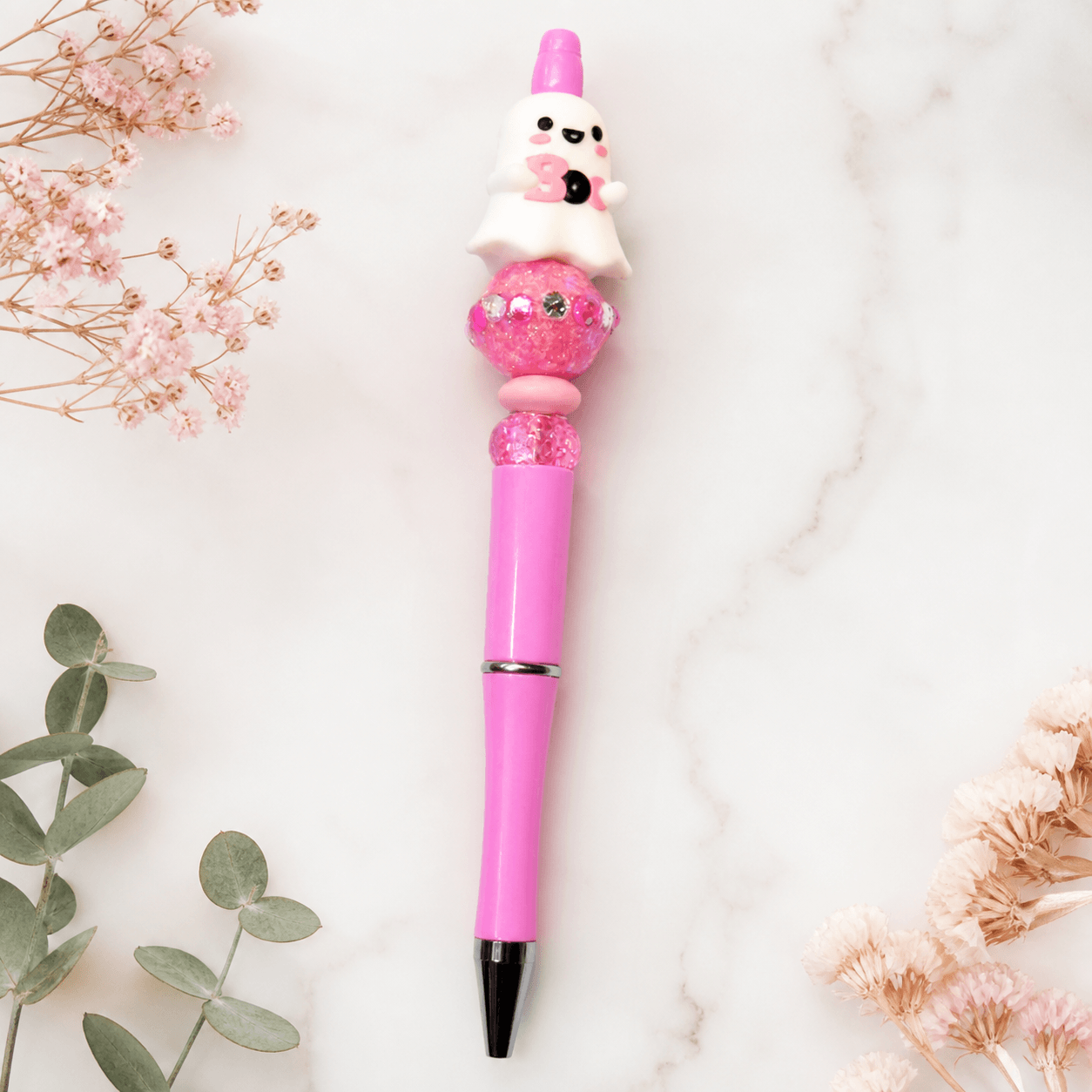 Custom Beaded Decorated Pen Cute Ghost
