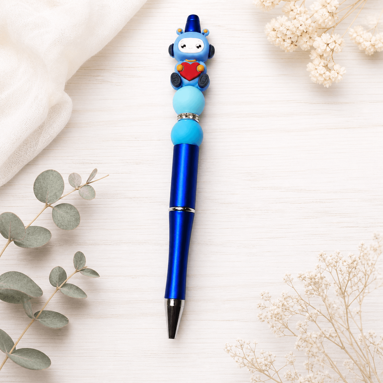 Custom Beaded Decorated Pen Robot