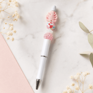 Custom Beaded Decorated Pen monstera leaf