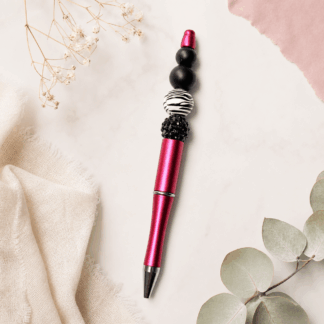 Custom Beaded Decorated Pen Zebra