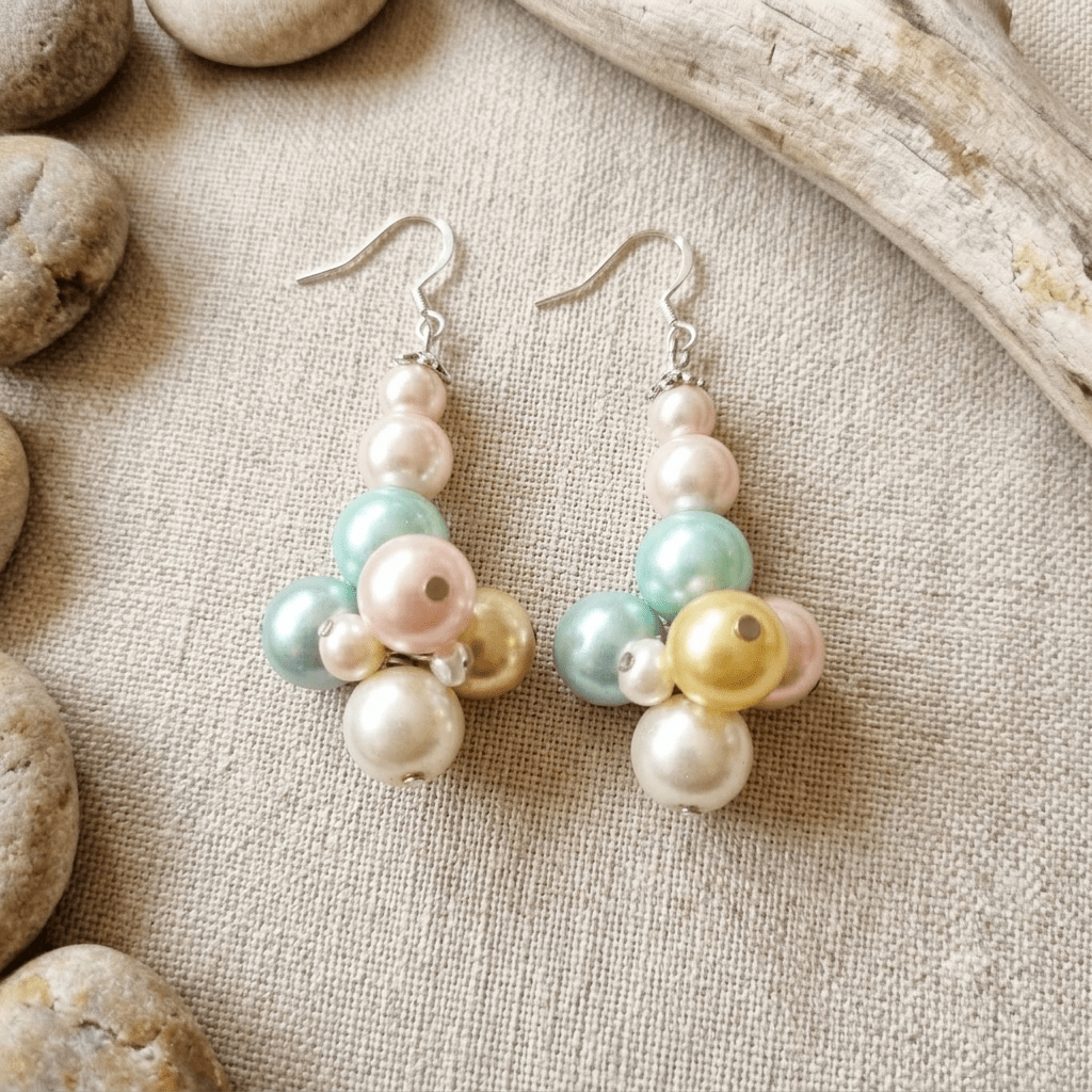 Pastel Pearl Cluster Earrings