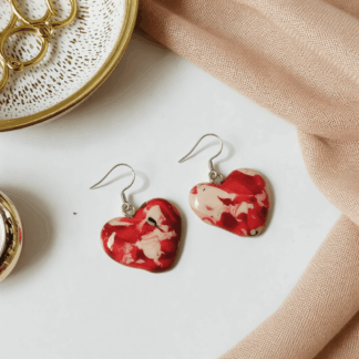 Polymer Clay Love Heart Earrings – Autumn Camo