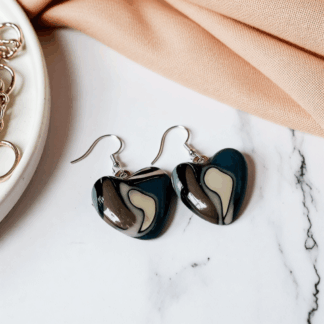 Polymer Clay Love Heart Earrings – Retro