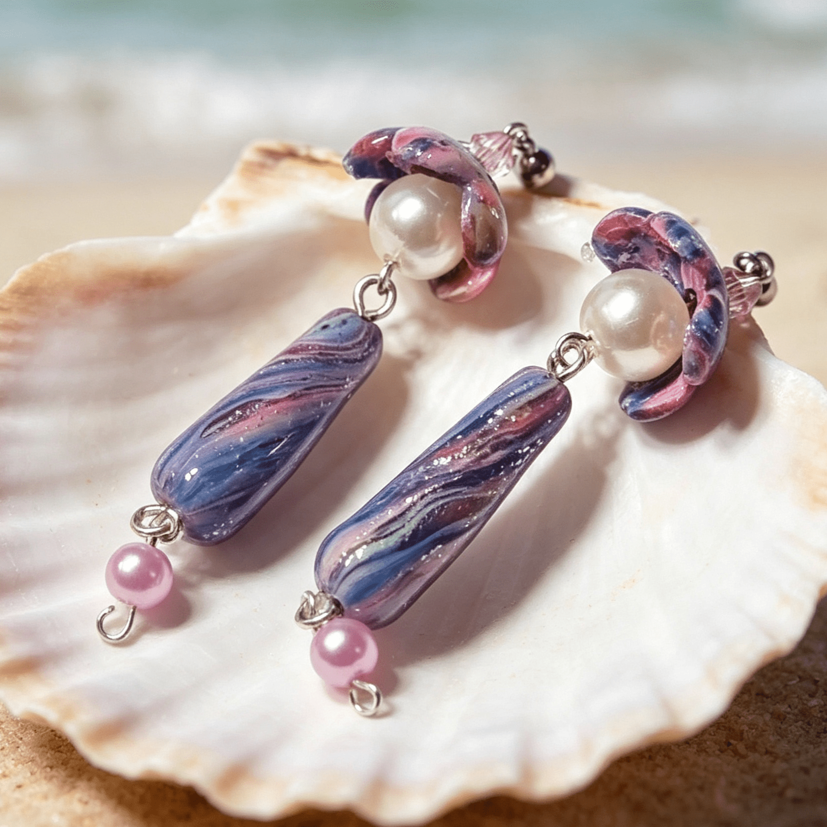 Polymer Clay Translucent Jellyfish Earrings – Pink