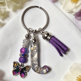 Resin Decorative Key Chain Letter J