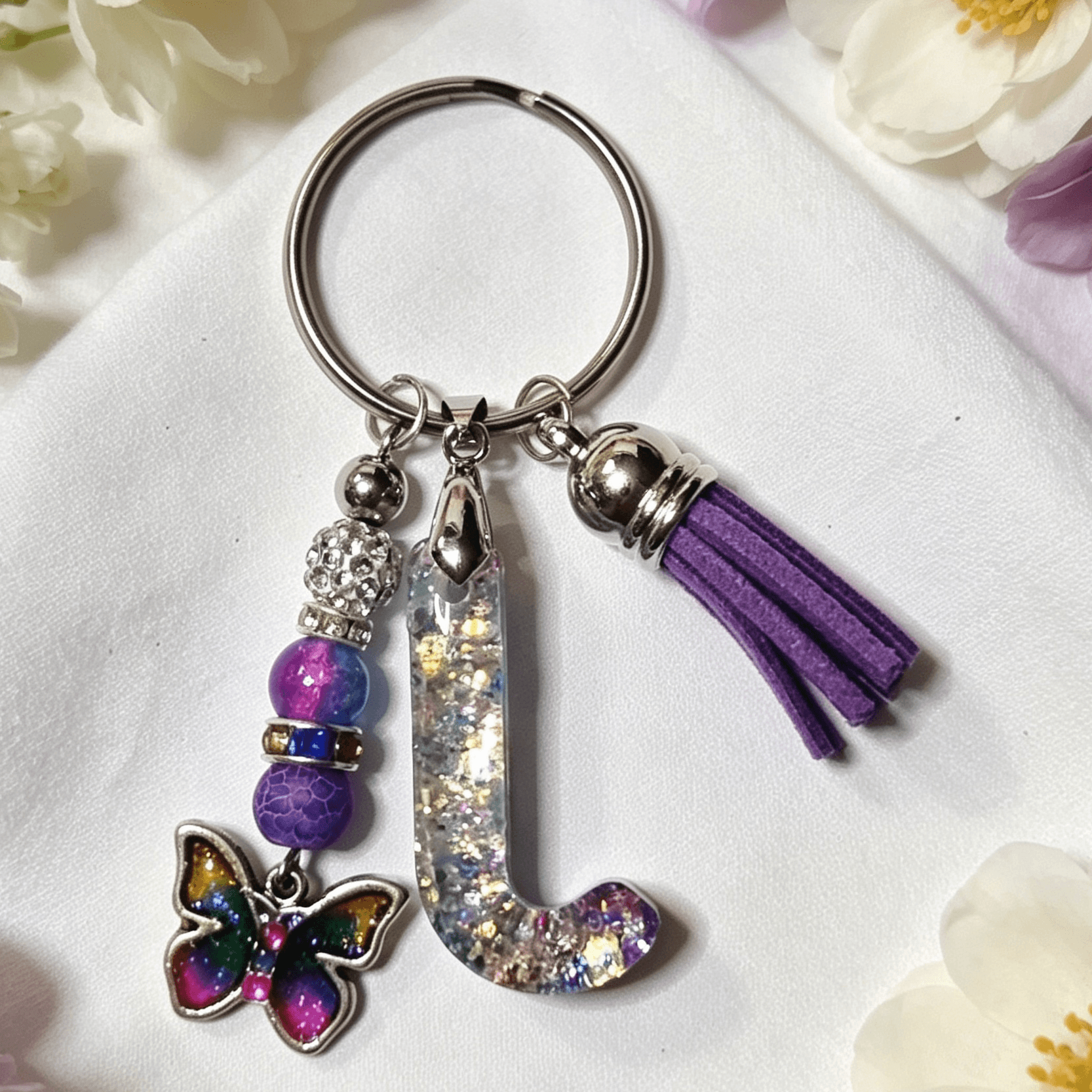 Resin Decorative Key Chain Letter J