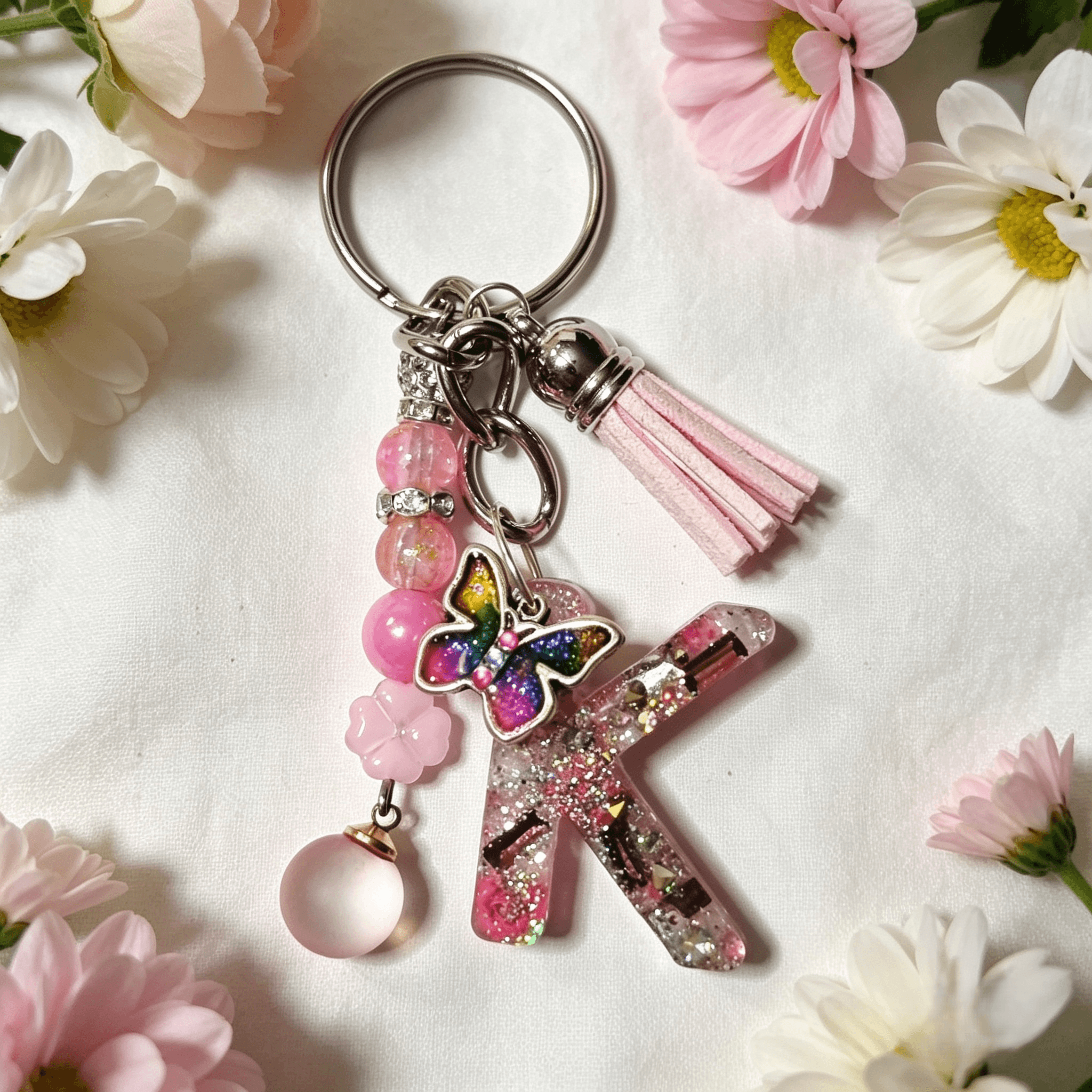 Resin Decorative Key Chain Letter K