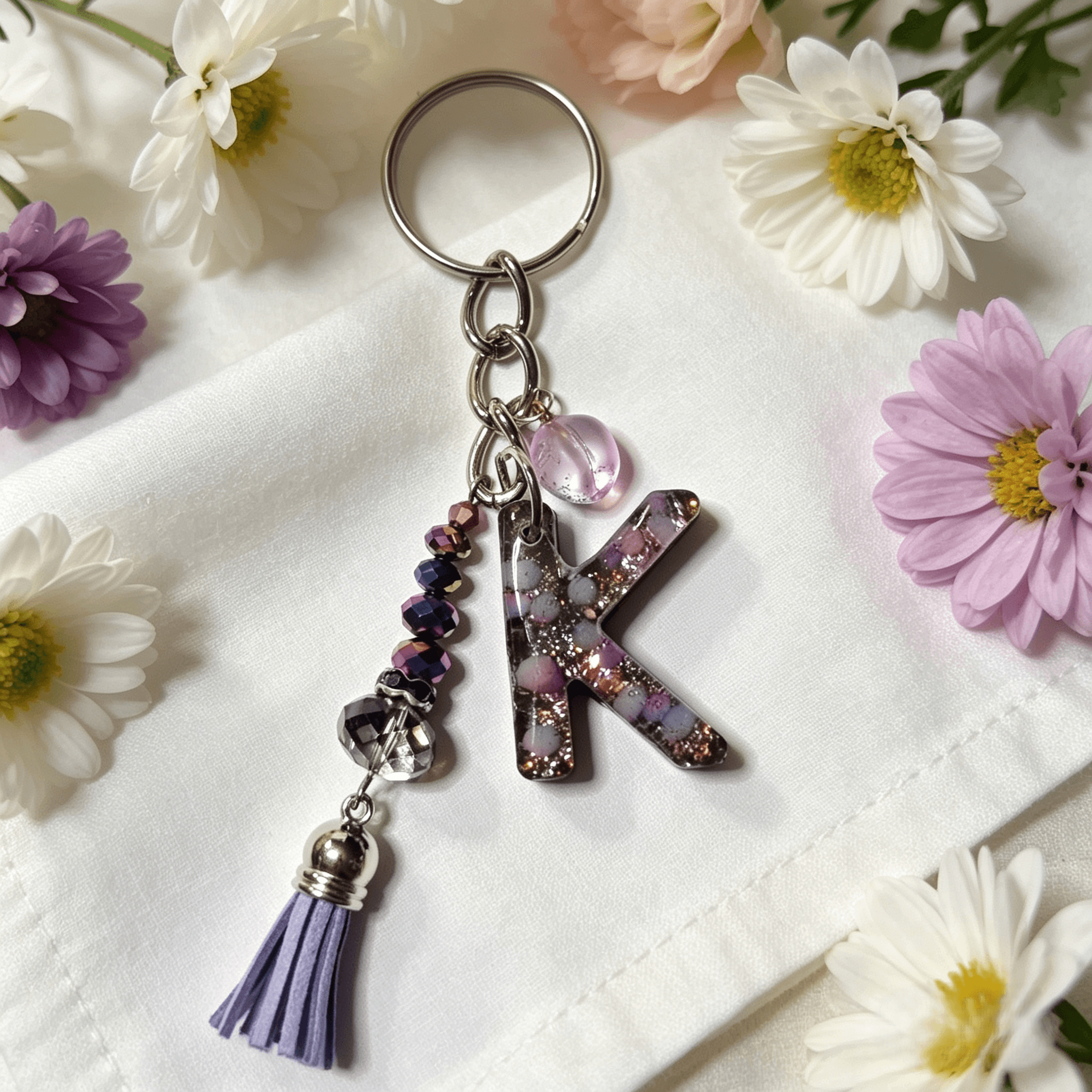 Resin Decorative Key Chain Letter K