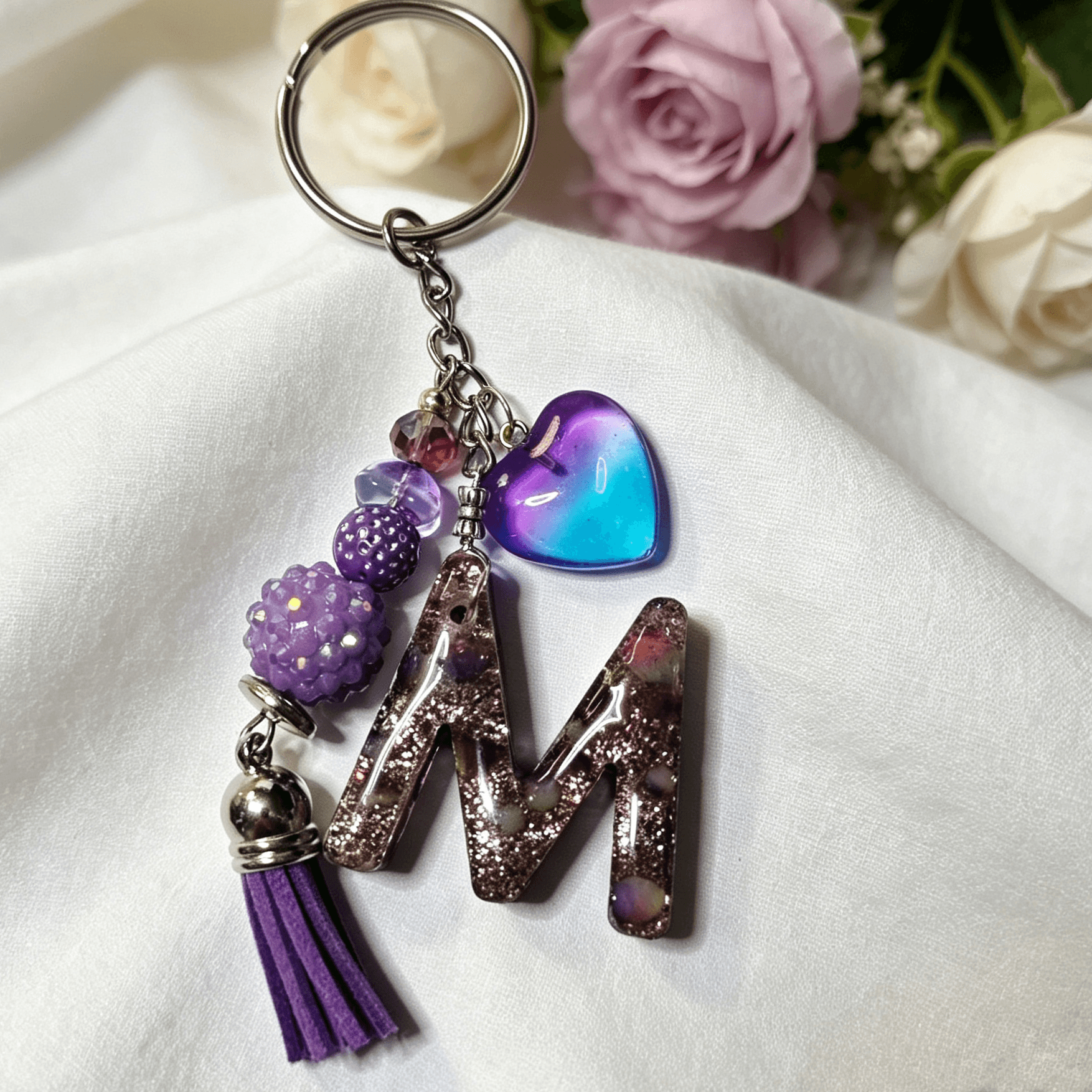 Resin Decorative Key Chain Letter M