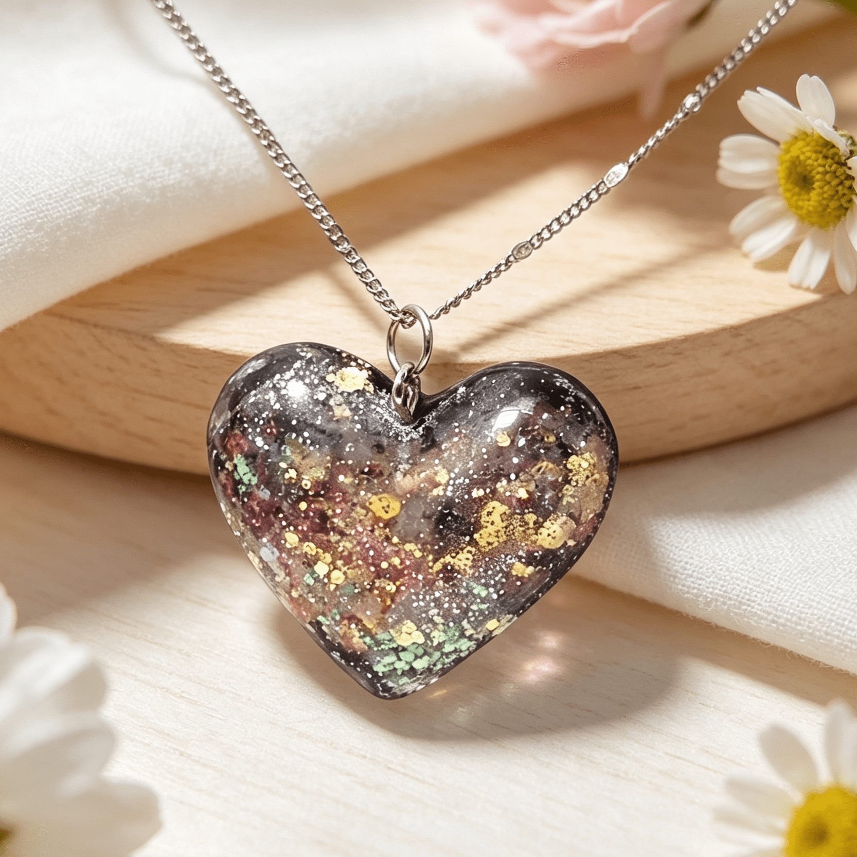 Resin Pendant – Glitter Heart