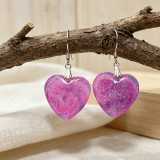 Rosy Glow Heart Earrings Neon