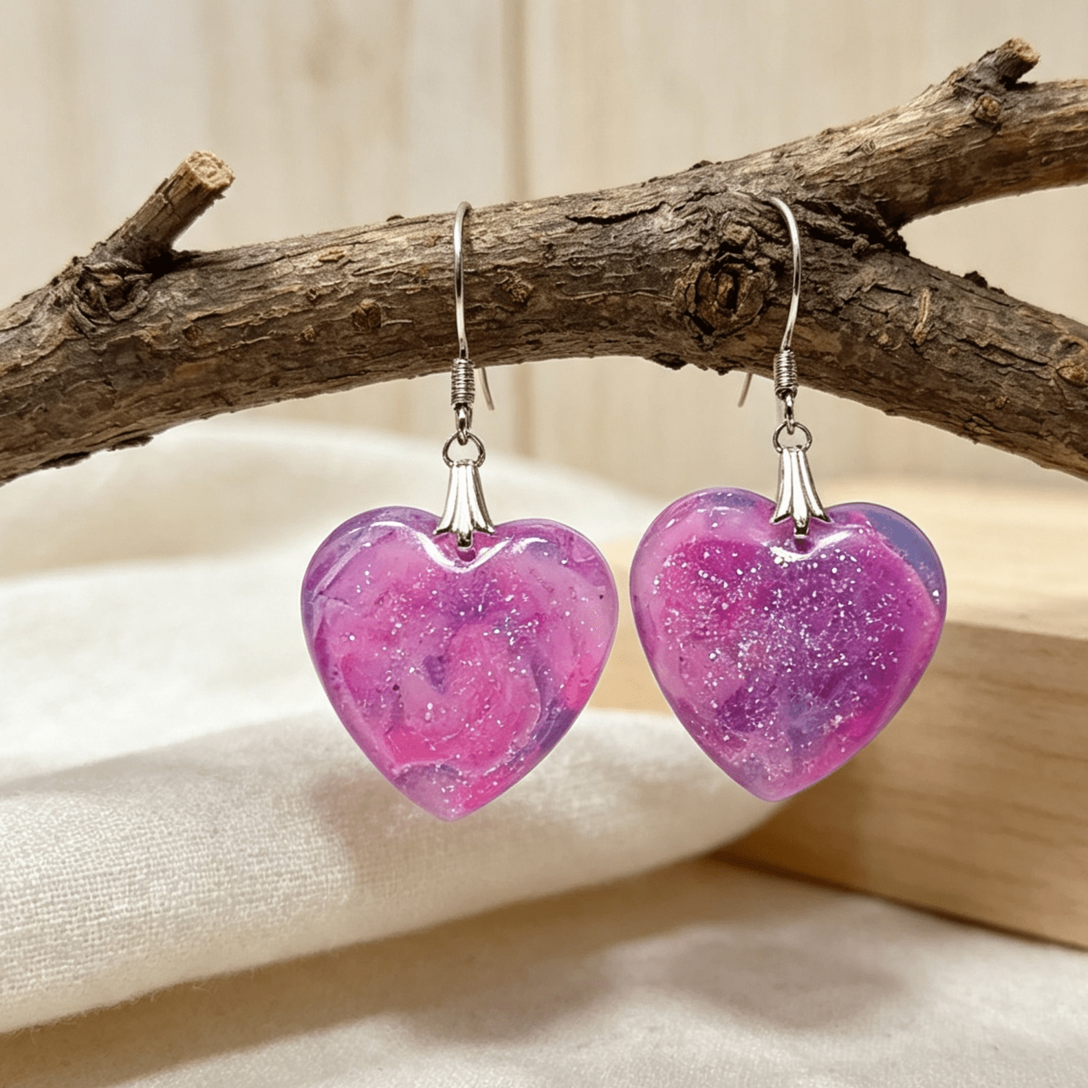 Rosy Glow Heart Earrings Neon