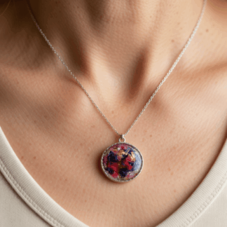 Silver Resin Pendant – Colour Burst