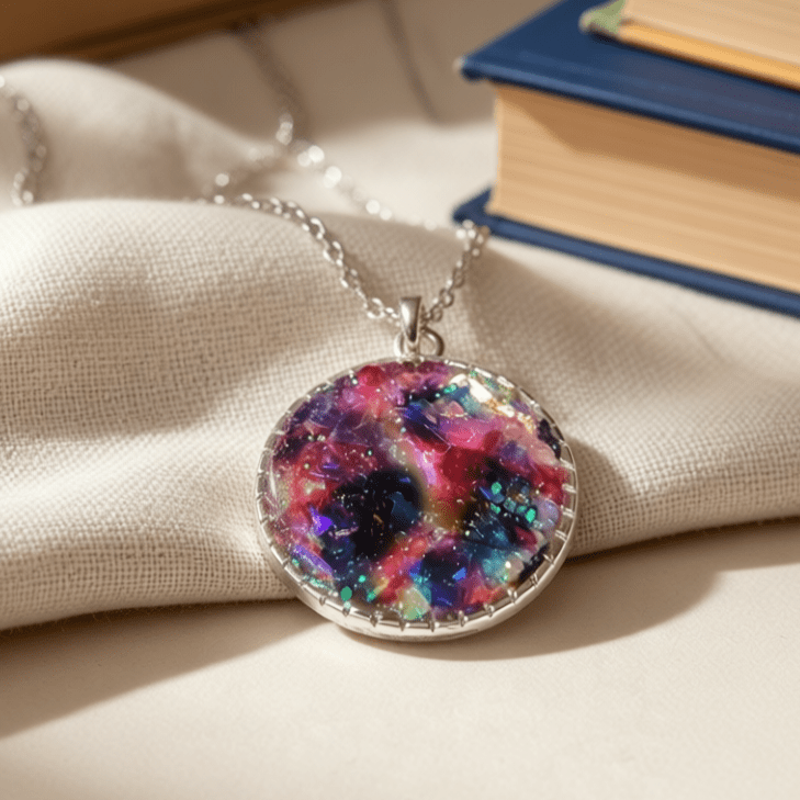 Silver Resin Pendant – Colour Splash