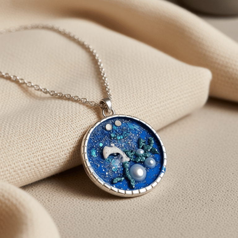 Silver Resin Pendant – Deep Ocean Dolphin