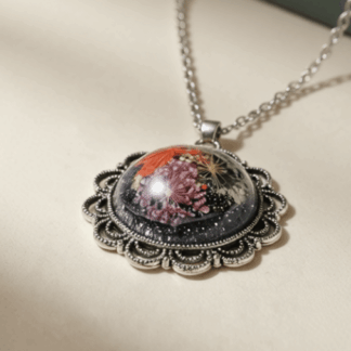 Silver Resin Pendant – Floating Garden