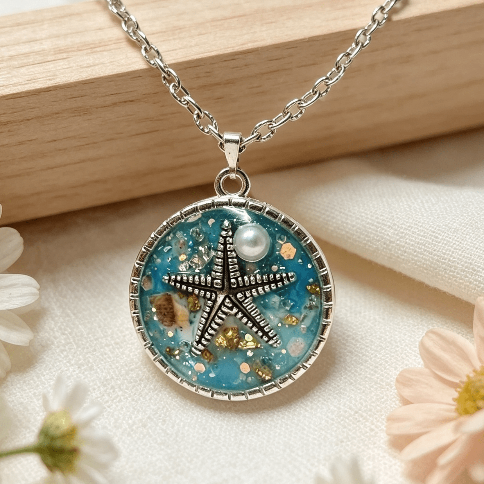 Silver Resin Pendant – Lucky Starfish