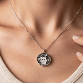 Silver Resin Pendant – Silver Cat