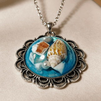 Silver Resin Pendant – Underwater Shells